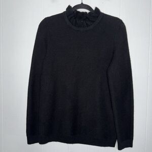 Talbots Women’s Ruffle Mock Neck Sweater Black Size Medium NWT